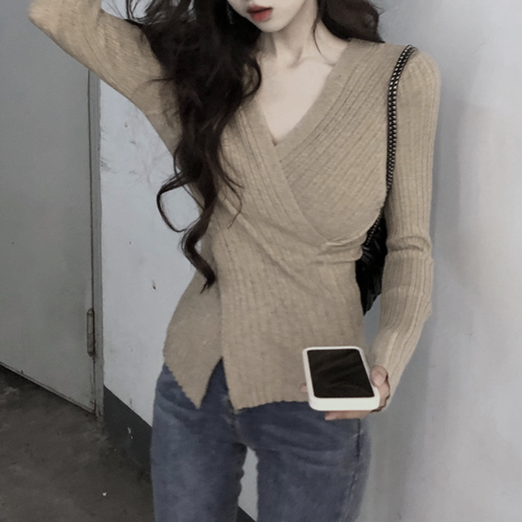 クロススリムリブニット BEIGE