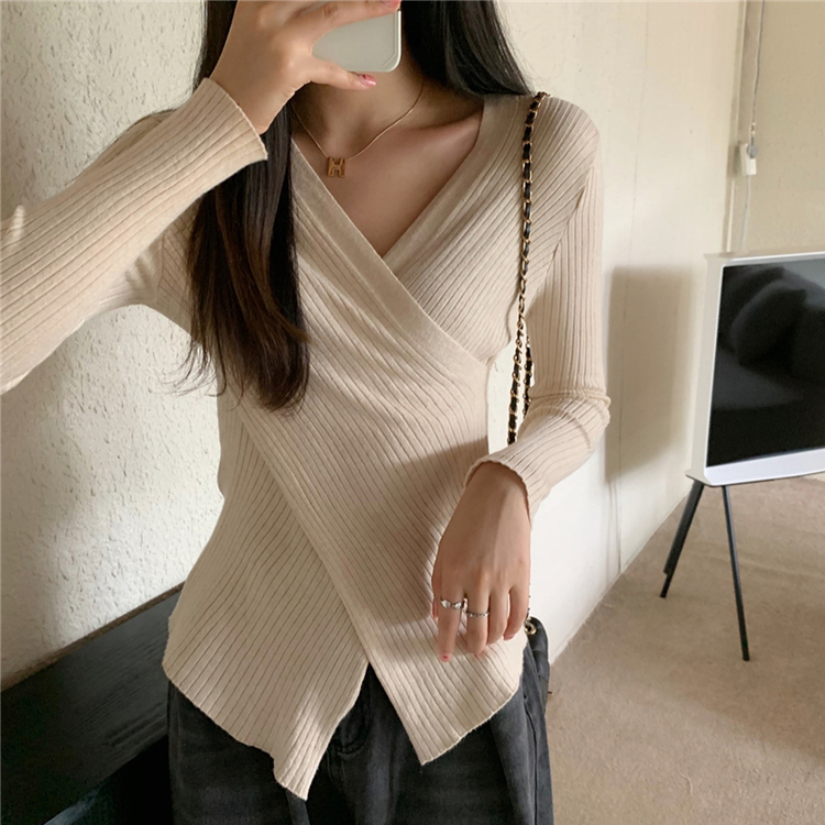 クロススリムリブニット CREAM