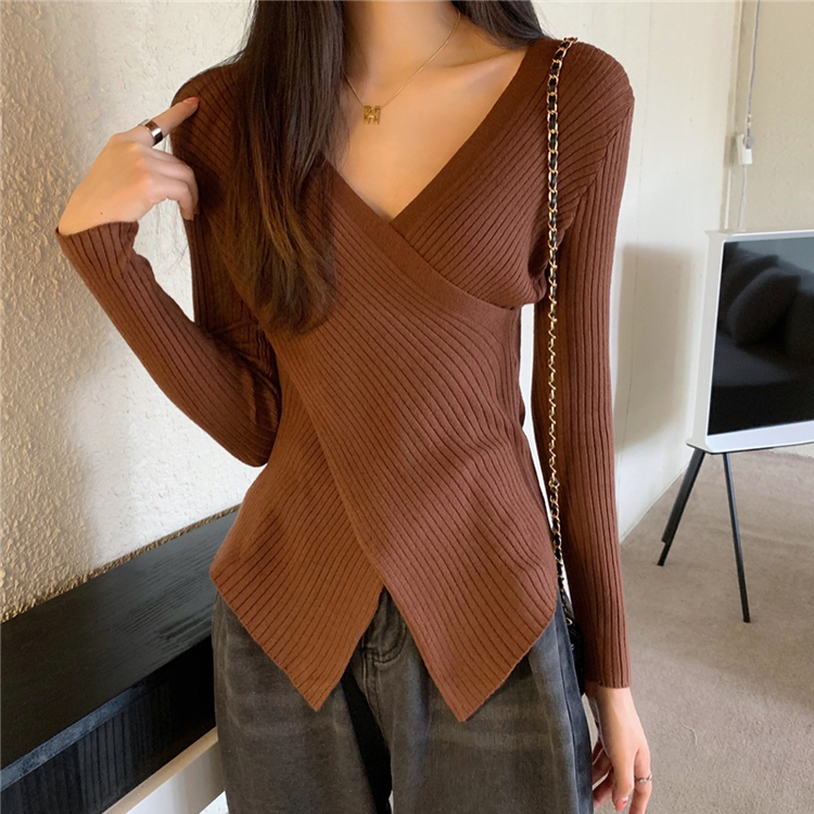 クロススリムリブニット MOCHA