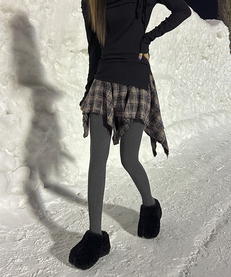 チェックラップフリルレイヤードミニスカート