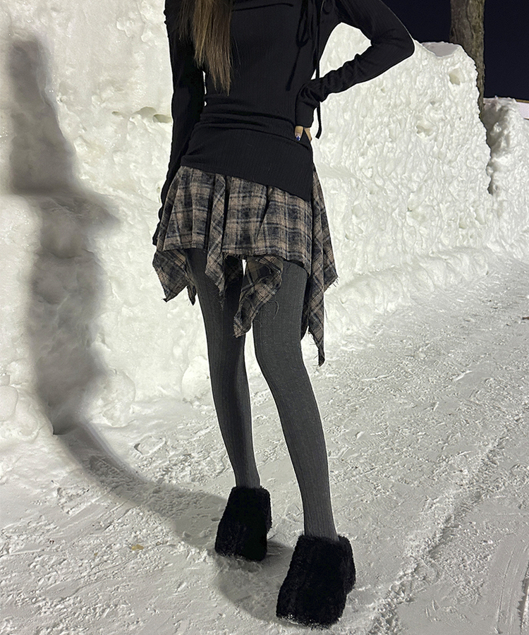 チェックラップフリルレイヤードミニスカート