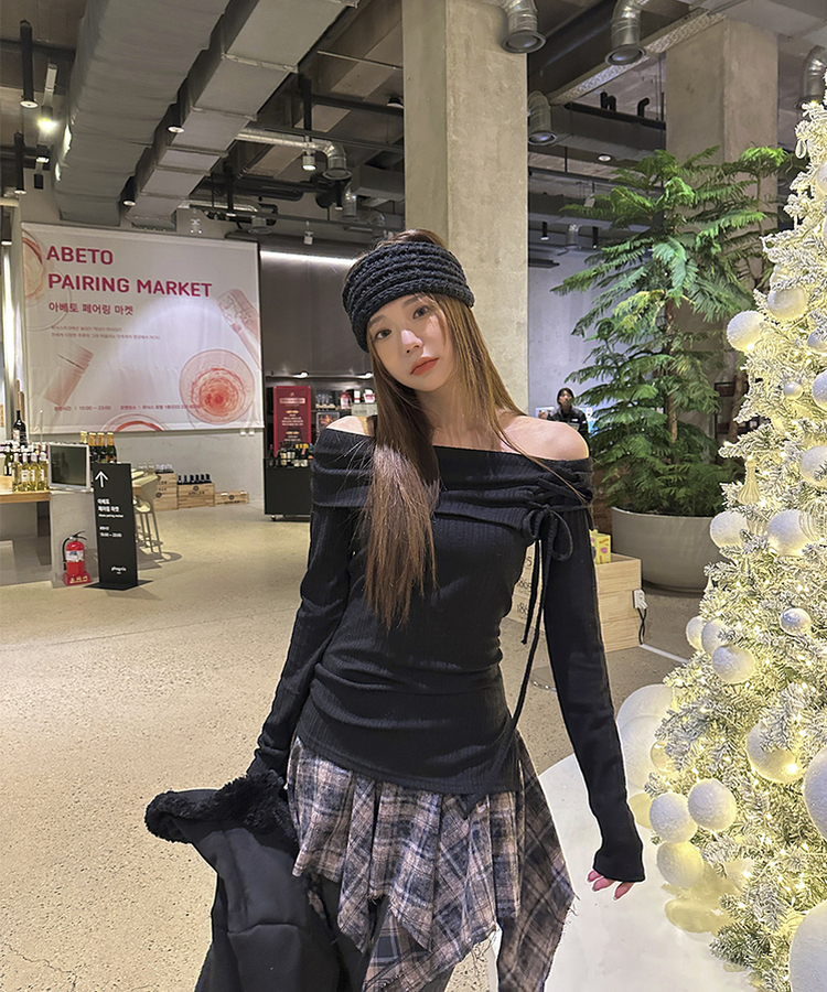 チェックラップフリルレイヤードミニスカート
