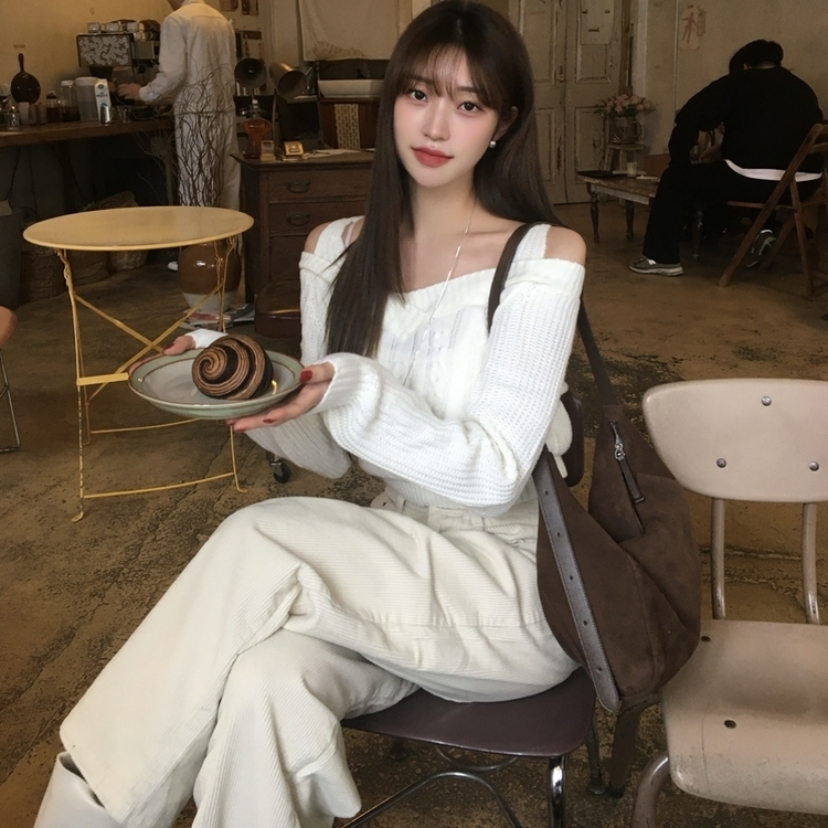 コーデュロイストリングワイドカジュアルロングパンツ