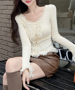 フリルレースカーディガン IVORY