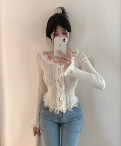 フリルレースカーディガン IVORY