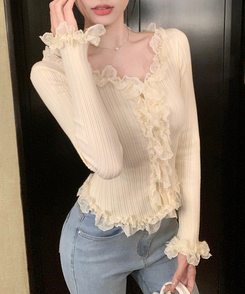 フリルレースカーディガン IVORY