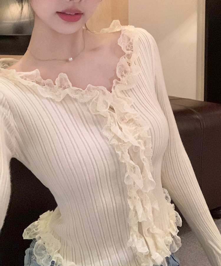 フリルレースカーディガン IVORY