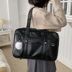 バッグ レザーポケットスクエアショルダーバッグ BLACK