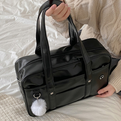 バッグ レザーポケットスクエアショルダーバッグ BLACK