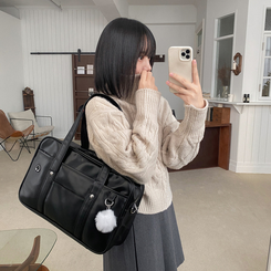 バッグ レザーポケットスクエアショルダーバッグ BLACK