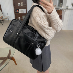 バッグ レザーポケットスクエアショルダーバッグ BLACK