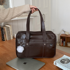 バッグ レザーポケットスクエアショルダーバッグ BROWN