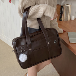 バッグ レザーポケットスクエアショルダーバッグ BROWN