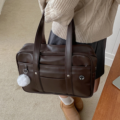 バッグ レザーポケットスクエアショルダーバッグ BROWN