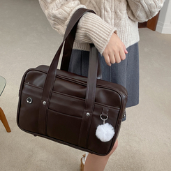 バッグ レザーポケットスクエアショルダーバッグ BROWN
