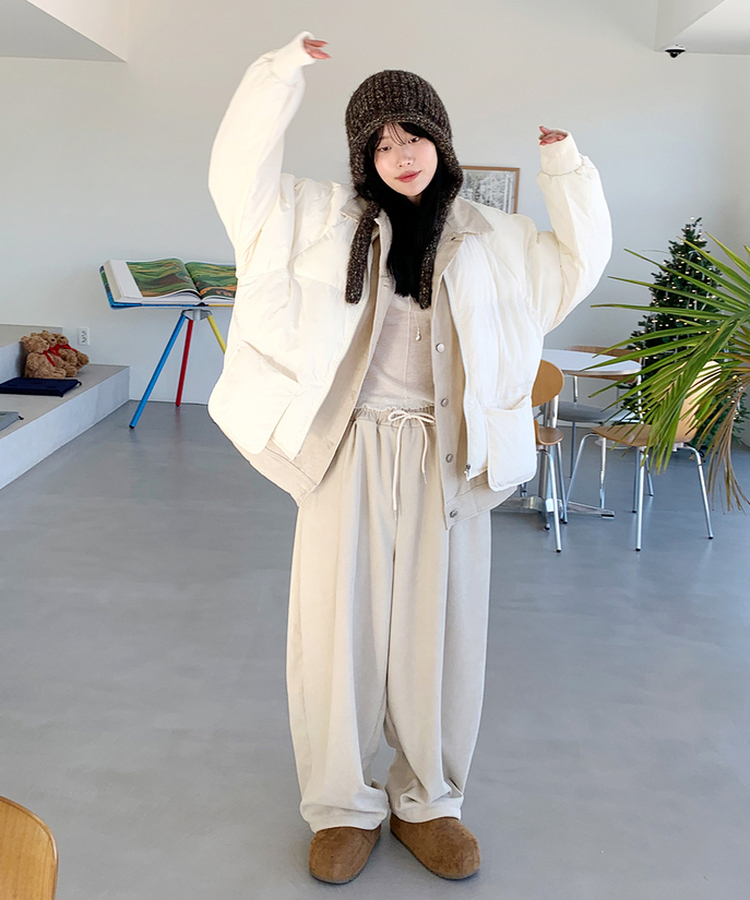 【起毛】コーデュロイツータックワイドパンツ