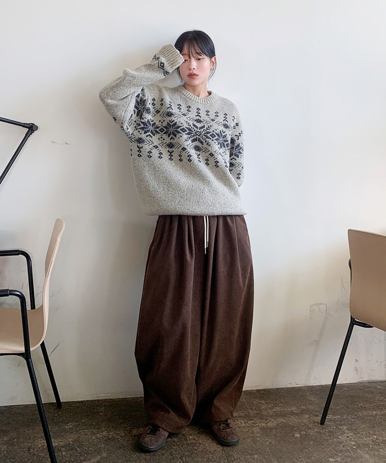 【起毛】コーデュロイツータックワイドパンツ
