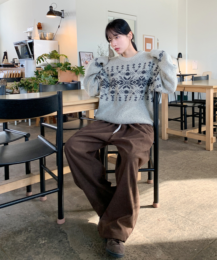 【起毛】コーデュロイツータックワイドパンツ