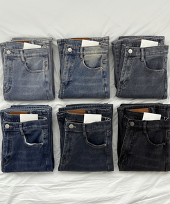 【丈別】【起毛】バンディングロングブーツカットデニムパンツ(6color)