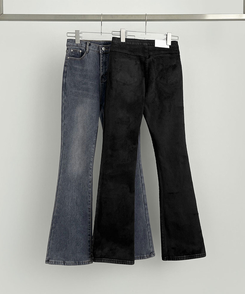 【丈別】【起毛】バンディングロングブーツカットデニムパンツ(6color)