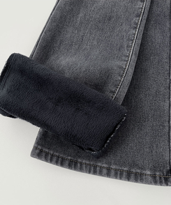 【丈別】【起毛】バンディングロングブーツカットデニムパンツ(6color)