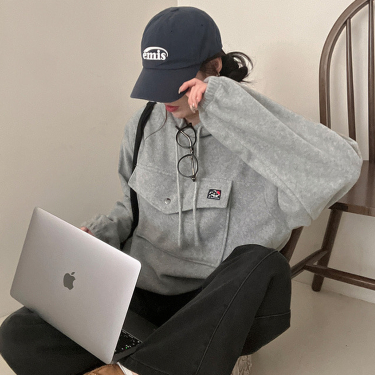 포터 마운틴 오버핏 포켓 후리스 후드 맨투맨