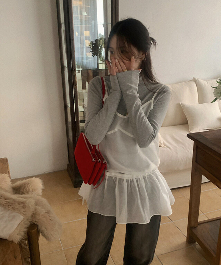 プチハイネックリブTシャツ