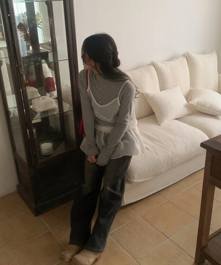 プチハイネックリブTシャツ
