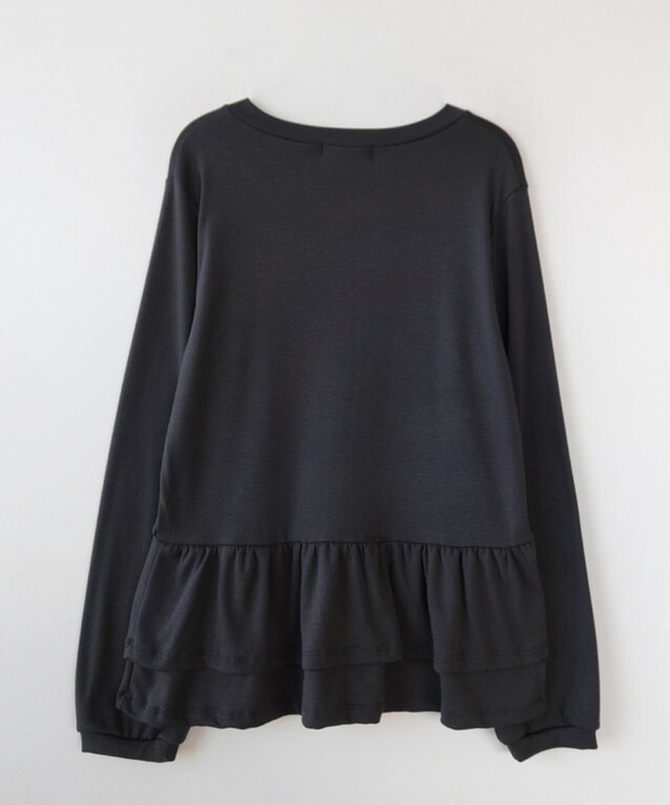 【起毛】フリルレイヤードTシャツ