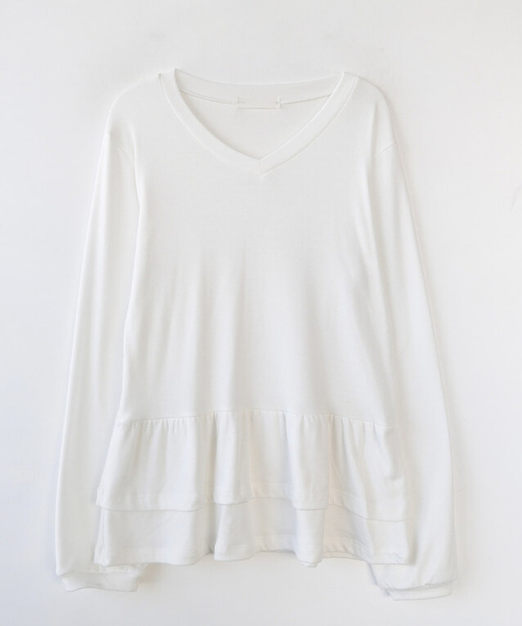 【起毛】フリルレイヤードTシャツ