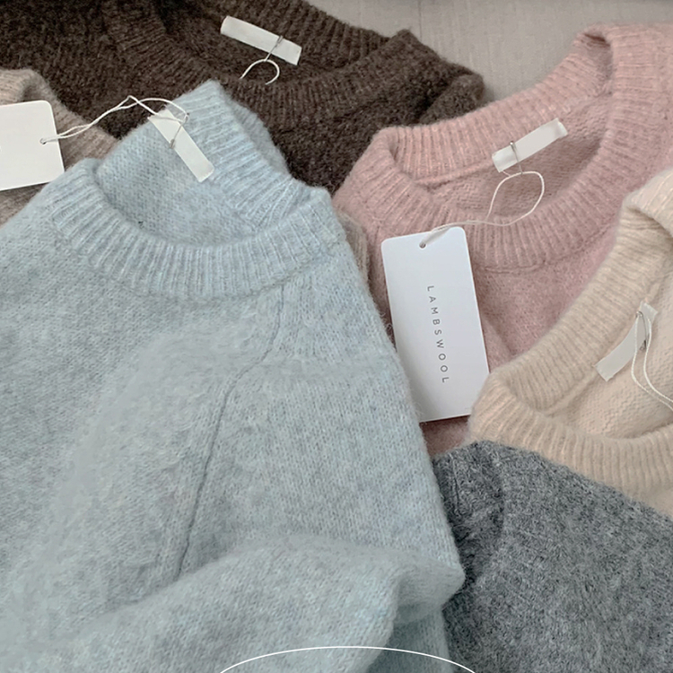 말랑콩떡 모찌 오버핏 라운드 파스텔 데일리 니트