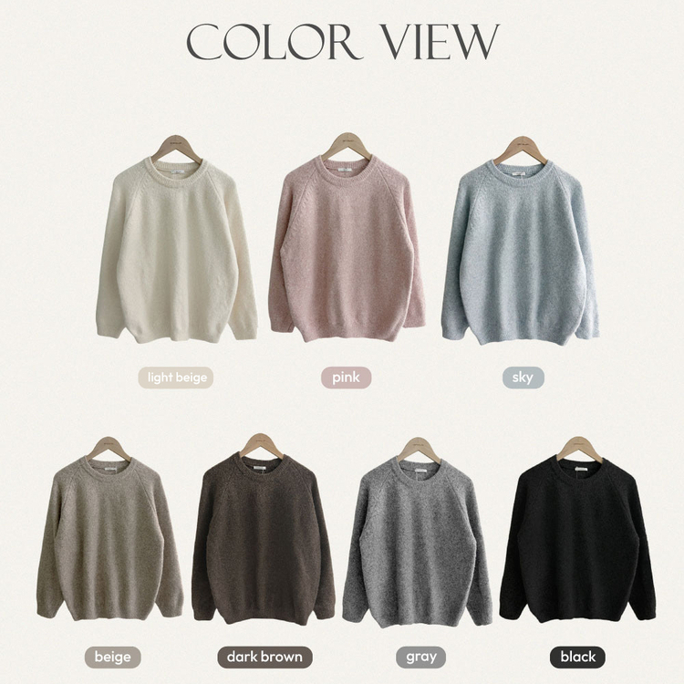 말랑콩떡 모찌 오버핏 라운드 파스텔 데일리 니트