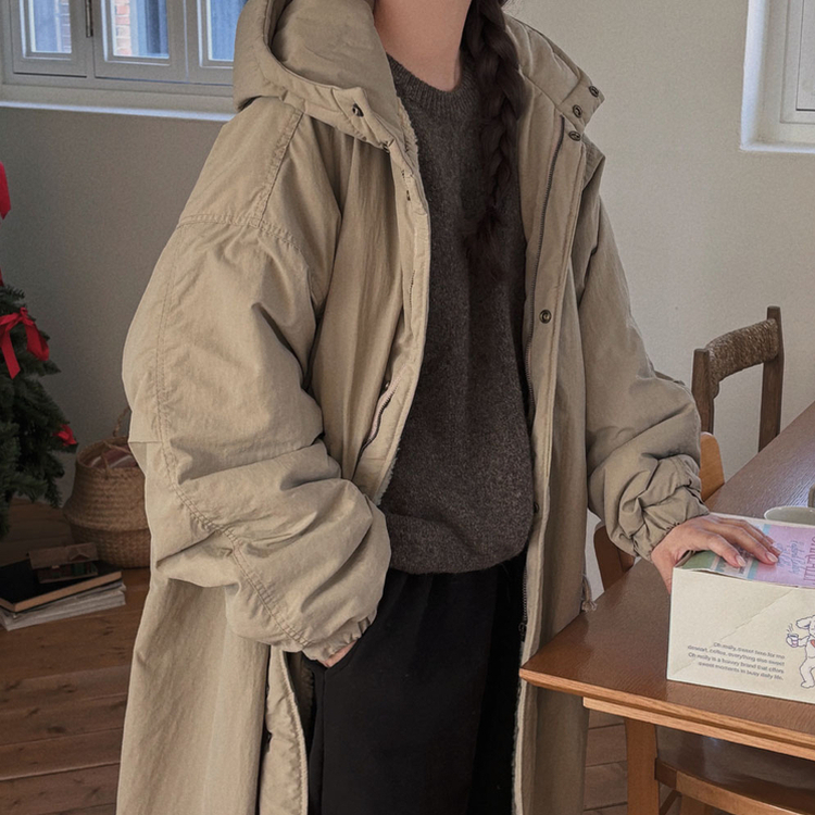 말랑콩떡 모찌 오버핏 라운드 파스텔 데일리 니트 다크브라운