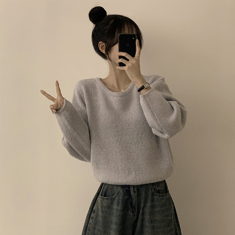 자신있는 추천 칙촉 겨울 라운드 아방핏 도톰 세미 크롭 긴팔 오버핏 데일리 니트 9color 소라