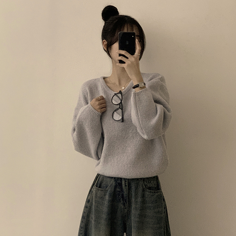 자신있는 추천 칙촉 겨울 라운드 아방핏 도톰 세미 크롭 긴팔 오버핏 데일리 니트 9color 소라