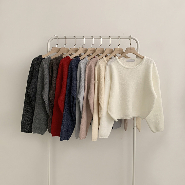 자신있는 추천 칙촉 겨울 라운드 아방핏 도톰 세미 크롭 긴팔 오버핏 데일리 니트 9color