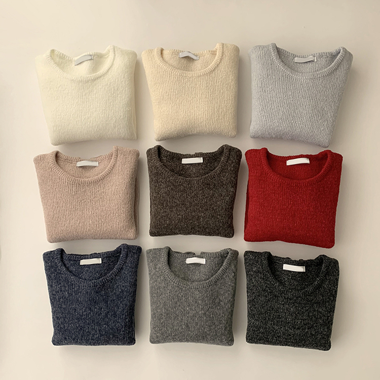 자신있는 추천 칙촉 겨울 라운드 아방핏 도톰 세미 크롭 긴팔 오버핏 데일리 니트 9color