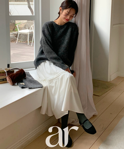 バンディングフレアロングスカート   IVORY