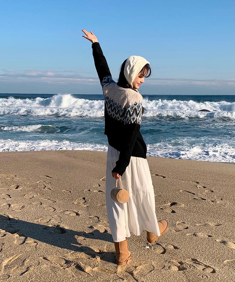 バンディングフレアロングスカート   IVORY