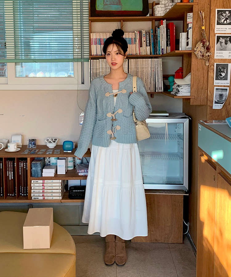 バンディングフレアロングスカート   IVORY