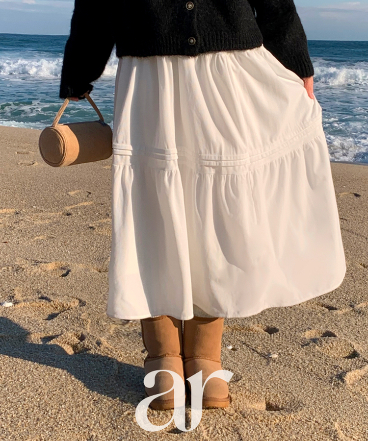 バンディングフレアロングスカート   IVORY