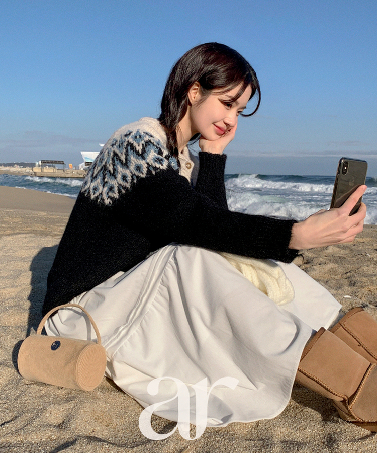 バンディングフレアロングスカート   IVORY