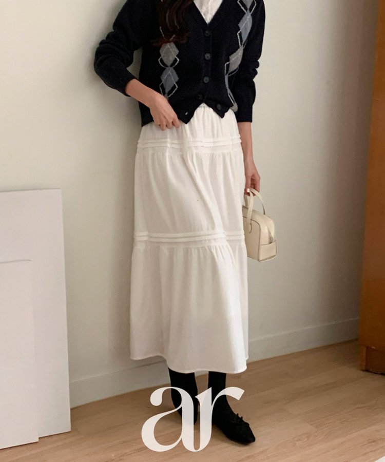 バンディングフレアロングスカート   IVORY