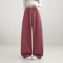 トレーニングパンツ サイドスリットピンタックストリングワイドパンツ(5color) PINK