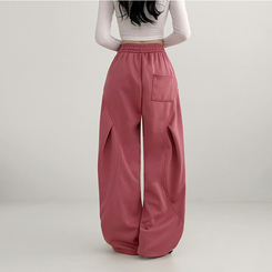 トレーニングパンツ サイドスリットピンタックストリングワイドパンツ(5color) PINK