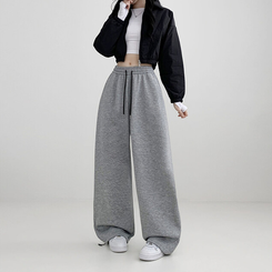 トレーニングパンツ サイドスリットピンタックストリングワイドパンツ(5color) GREY