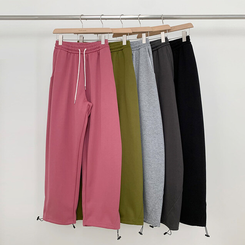 トレーニングパンツ サイドスリットピンタックストリングワイドパンツ(5color)