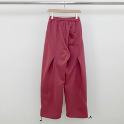 トレーニングパンツ サイドスリットピンタックストリングワイドパンツ(5color)