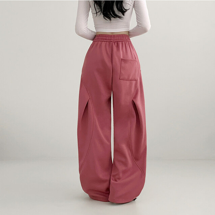 サイドスリットピンタックストリングワイドパンツ(5color) PINK