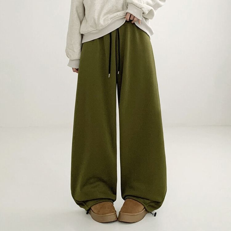 サイドスリットピンタックストリングワイドパンツ(5color) OLIVE